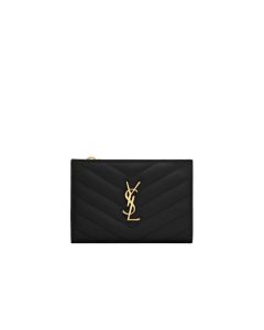 YSL CASSANDRE MATELASSÉ Fragments bi-fold wallet in grain de poudre leather