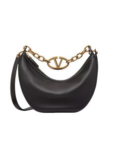 Valentino SMALL VLOGO MOON HOBO BAG IN GRAINY CALFSKIN WITH CHAIN