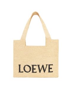 Medium LOEWE Font tote in raffia