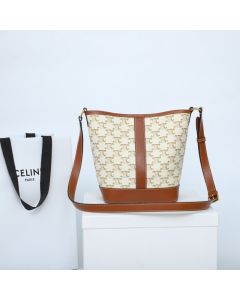 Celine SMALL BUCKET IN TRIOMPHE CANVAS AND CALFSKIN