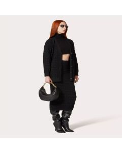 Valentino SMALL VLOGO MOON HOBO BAG IN GRAINY CALFSKIN WITH CHAIN