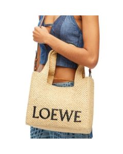 Medium LOEWE Font tote in raffia
