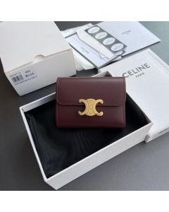 Celine COMPACT WALLET WITH COIN TRIOMPHE IN SHINY CALFSKIN