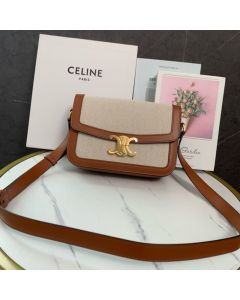 CHANEL CLASSIQUE TRIOMPHE BAG IN TEXTILE AND CALFSKIN
