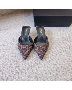 YSL BARBARA mules in leopard grosgrain