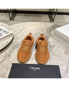 CELINE HUNTINGTON LOW LACE-UP SNEAKER in SUEDE CALFSKIN AND MESH