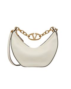 Valentino SMALL VLOGO MOON HOBO BAG IN GRAINY CALFSKIN WITH CHAIN
