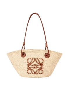LOEWE Small Anagram Basket bag in iraca palm and calfskin