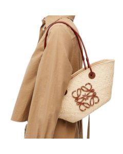 LOEWE Small Anagram Basket bag in iraca palm and calfskin