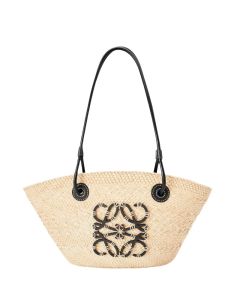 LOEWE Small Anagram Basket bag in iraca palm and calfskin