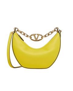 Valentino SMALL VLOGO MOON HOBO BAG IN GRAINY CALFSKIN WITH CHAIN