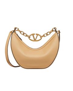 Valentino SMALL VLOGO MOON HOBO BAG IN GRAINY CALFSKIN WITH CHAIN