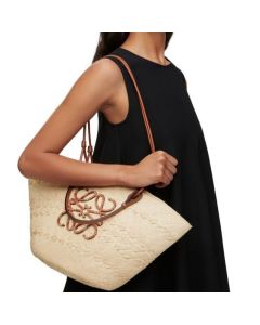 LOEWE Medium Anagram Basket bag in iraca palm and calfskin