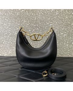 Valentino VLOGO MOON MINI HOBO BAG IN NAPPA LEATHER WITH CHAIN