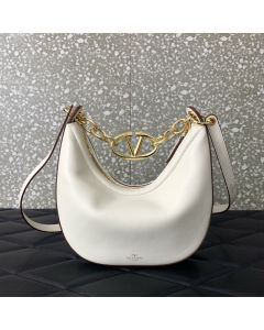 Valentino VLOGO MOON MINI HOBO BAG IN NAPPA LEATHER WITH CHAIN