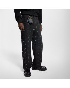 LV Blason Gradient Embroidered Denim Skate Pants