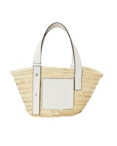 LOEWE Small Basket bag in palm leaf and calfskin