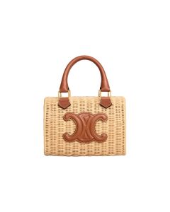 Celine SMALL BOSTON CUIR TRIOMPHE IN WICKER AND CALFSKIN