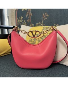 Valentino VLOGO MOON MINI HOBO BAG IN NAPPA LEATHER WITH CHAIN