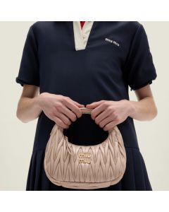 MIU MIU Wander matelassé nappa leather hobo bag