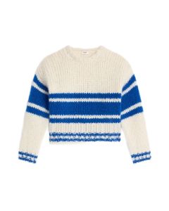Celine striped crew neck sweater in chunky mohair and wool