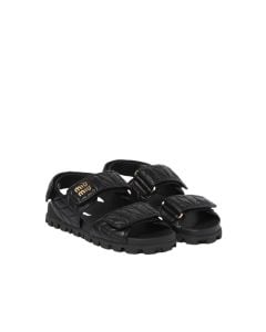 MIU MIU Sporty matelassé nappa leather sandals