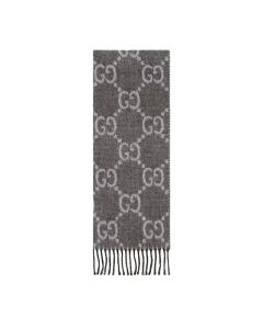 Gucci GG jacquard pattern knit scarf with tassels