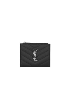 YSL CASSANDRE MATELASSÉ bi-fold wallet in grain de poudre leather