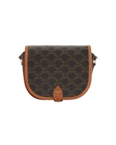 Celine MEDIUM FOLCO BAG IN TRIOMPHE CANVAS AND CALFSKIN