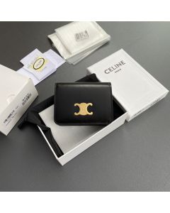 Celine TRIOMPHE COMPACT WALLET IN SHINY CALFSKIN