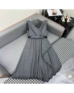 Dior Mid-Length Draped Dress with Belt