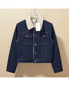 Celine trucker Sherpa jacket in raw wash denim