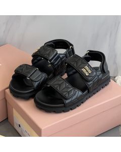 MIU MIU Sporty matelassé nappa leather sandals