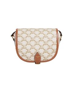 Celine MEDIUM FOLCO BAG IN TRIOMPHE CANVAS AND CALFSKIN