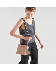 Small Saffiano Leather Prada Panier Bag