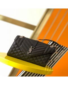 YSL ENVELOPE MEDIUM IN QUILTED GRAIN DE POUDRE EMBOSSED LEATHER