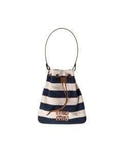 MIU MIU Striped fabric drawstring pouch