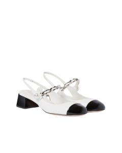 MIU MIU Two-tone patent leather slingback pumps