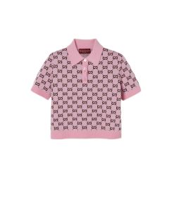 Gucci Wool jacquard polo top with GG Shadow