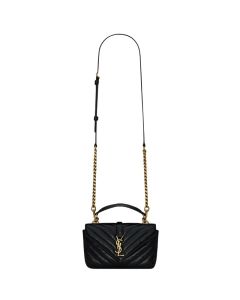 YSL COLLEGE mini chain bag in shiny crackled leather
