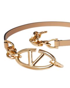 Valentino VLOGO SIGNATURE SHINY CALFSKIN BELT WITH CHAIN