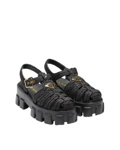 Prada Monolith crochet cage sandals