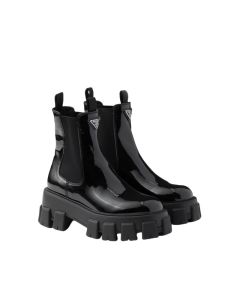 Prada Monolith patent leather booties
