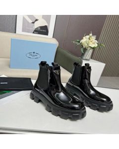 Prada Monolith patent leather booties