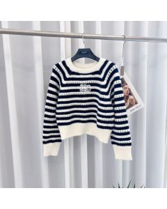 Celine crew neck marinière sweater in mohair and silk