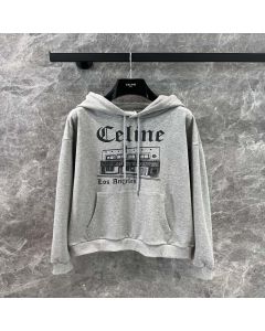 Celine troubadour loose hoodie in cotton fleece