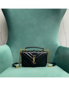 YSL COLLEGE mini chain bag in shiny crackled leather