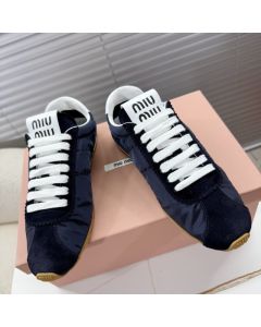MIU MIU Plume technical fabric and suede sneakers