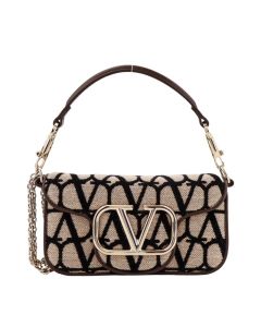 SMALL VALENTINO GARAVANI LOCÒ TOILE ICONOGRAPHE SHOULDER BAG