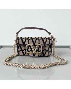 SMALL VALENTINO GARAVANI LOCÒ TOILE ICONOGRAPHE SHOULDER BAG